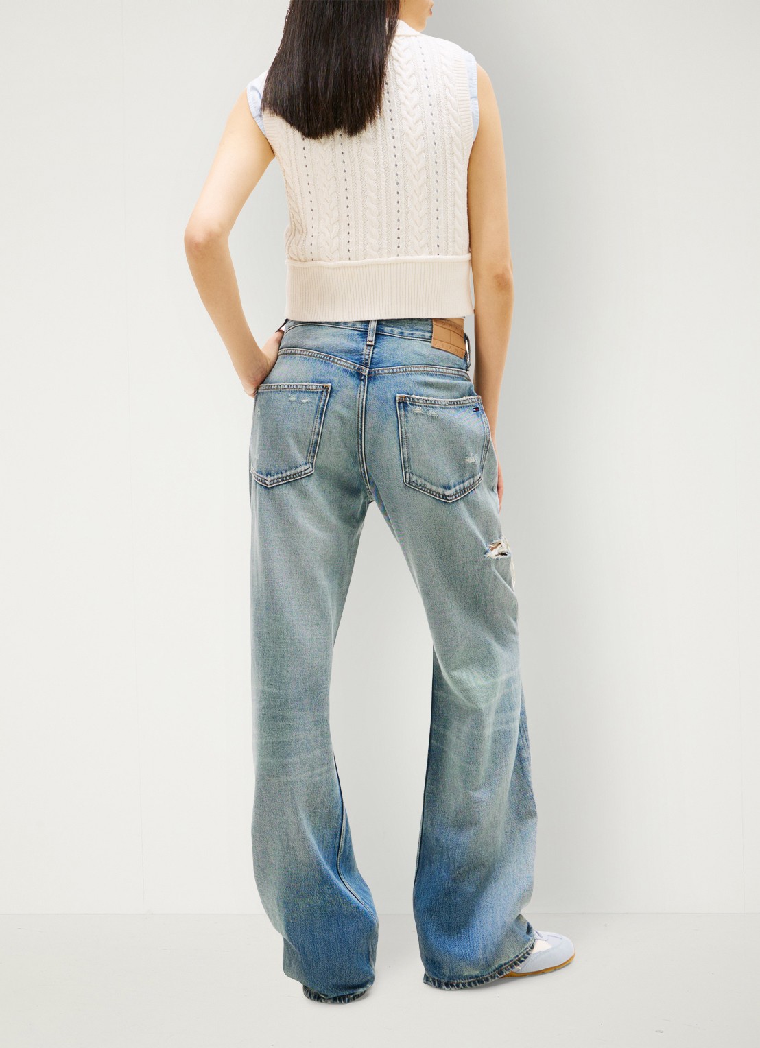 Tommy Hilfiger High waist loose fit jeans in katoenblend - achterkant 5 donkerblauw