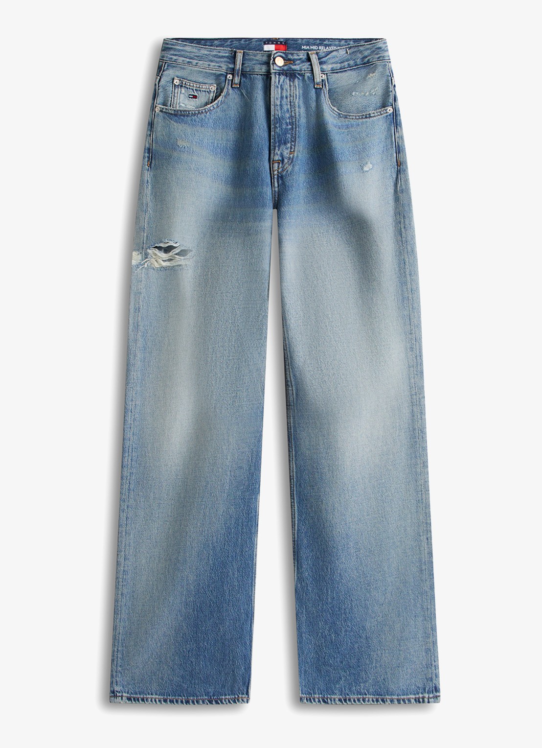 Tommy Hilfiger High waist loose fit jeans in katoenblend - voorkant 3 donkerblauw