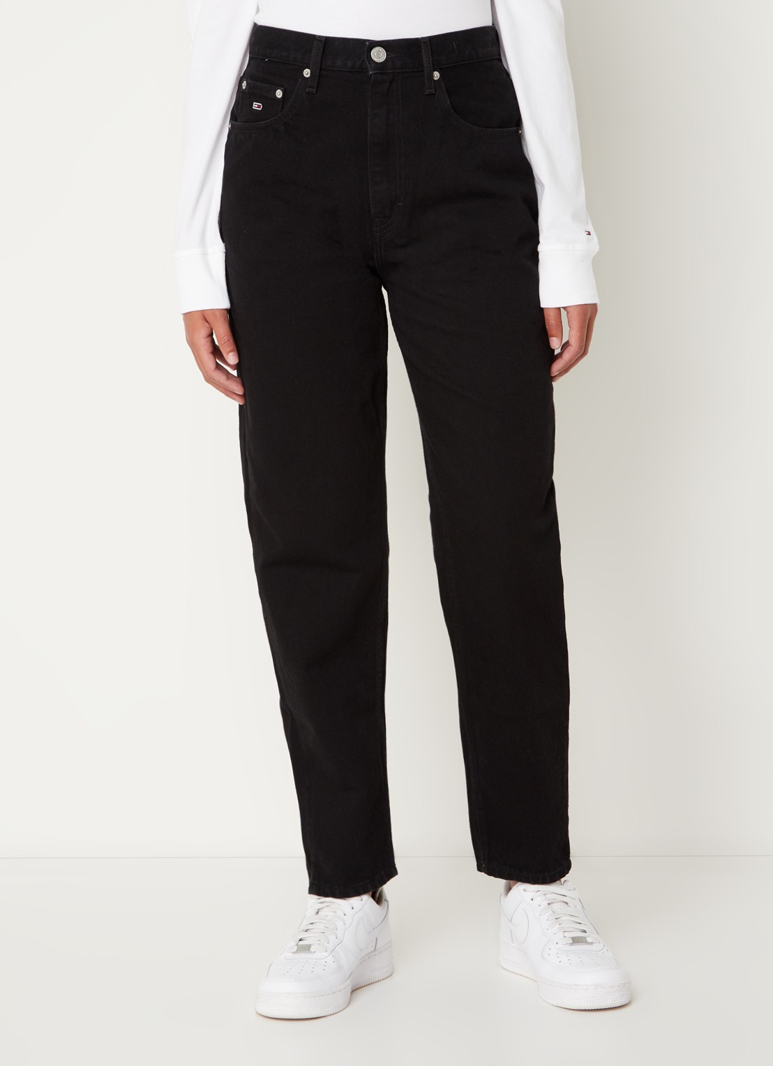 Tommy Hilfiger  High waist mom jeans met gekleurde wassing - detail zwart