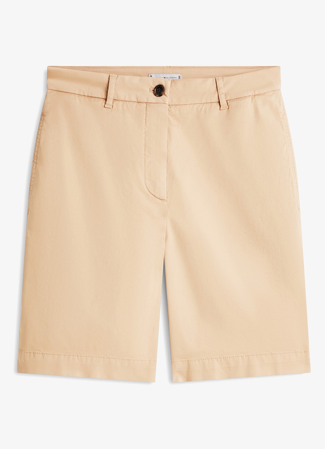 Tommy Hilfiger High waist regular fit korte chino - voorkant beige