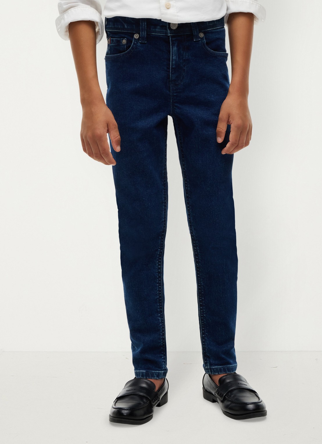 Tommy Hilfiger High waist slim fit jeans met donkere wassing  - detail 6 indigo