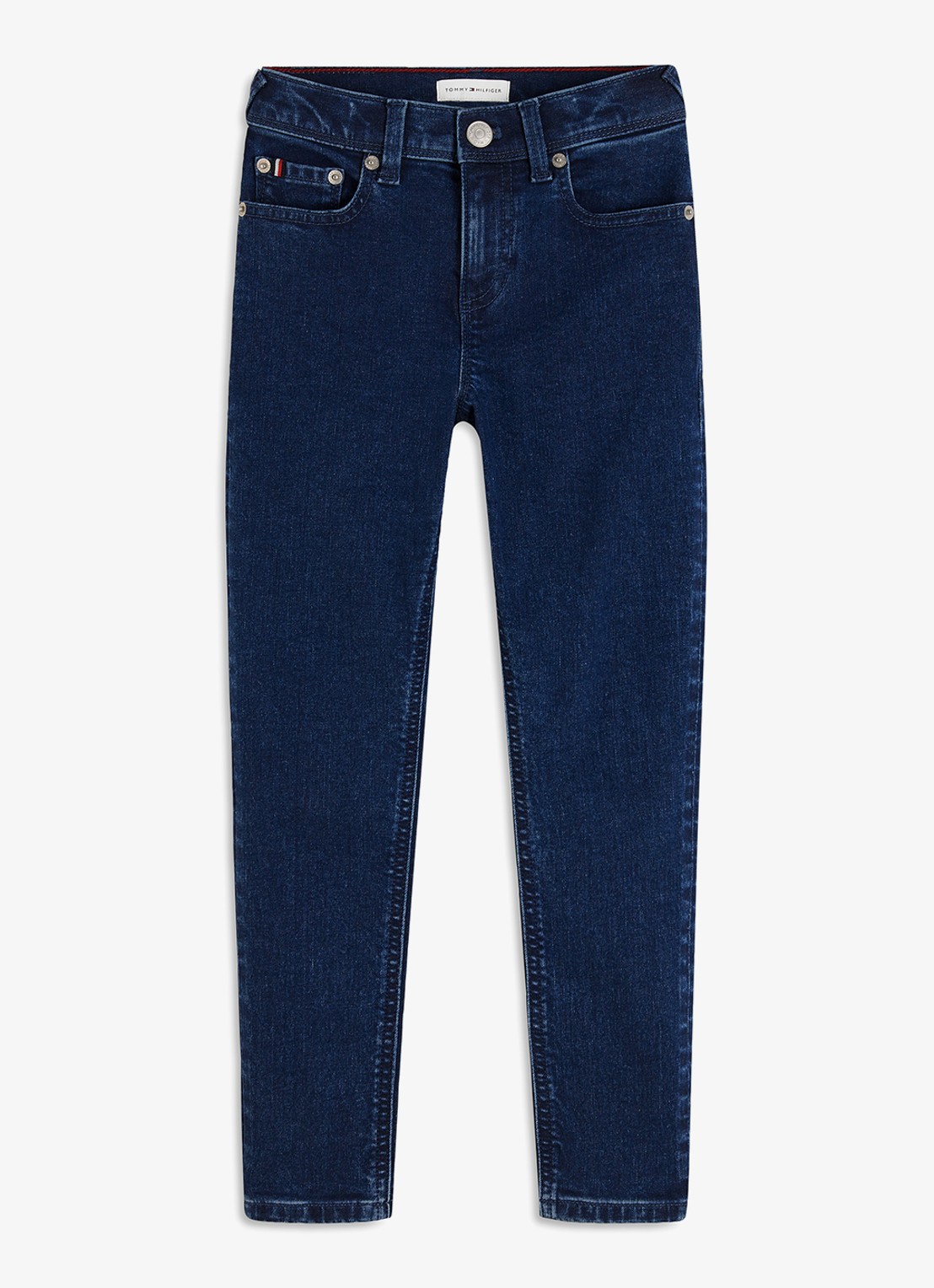 Tommy Hilfiger High waist slim fit jeans met donkere wassing  - voorkant 3 indigo