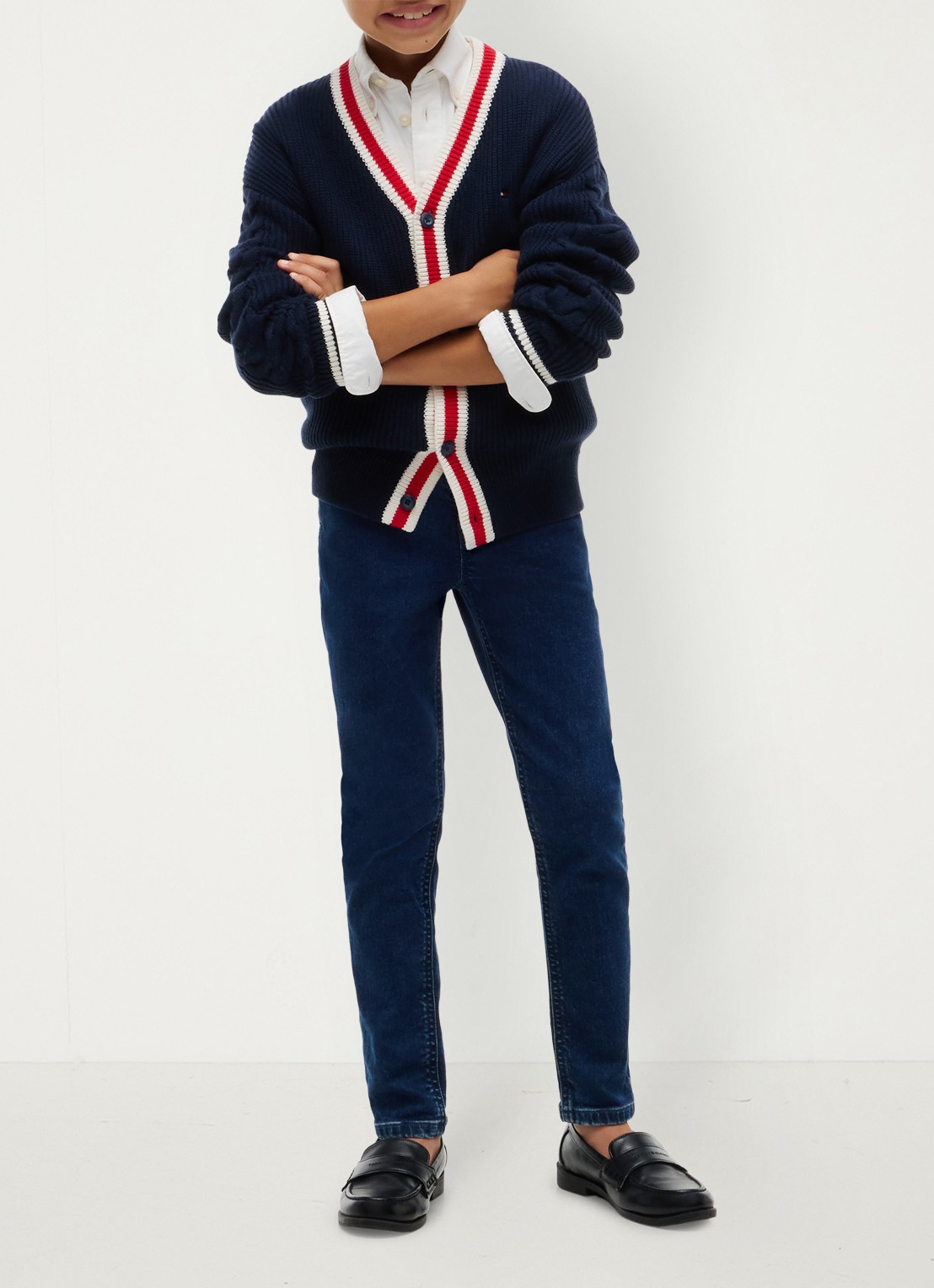 Tommy Hilfiger High waist slim fit jeans met donkere wassing  - voorkant 4 indigo