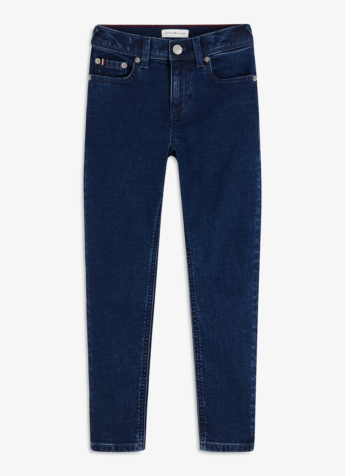 Tommy Hilfiger High waist slim fit jeans met donkere wassing  - voorkant 5 indigo