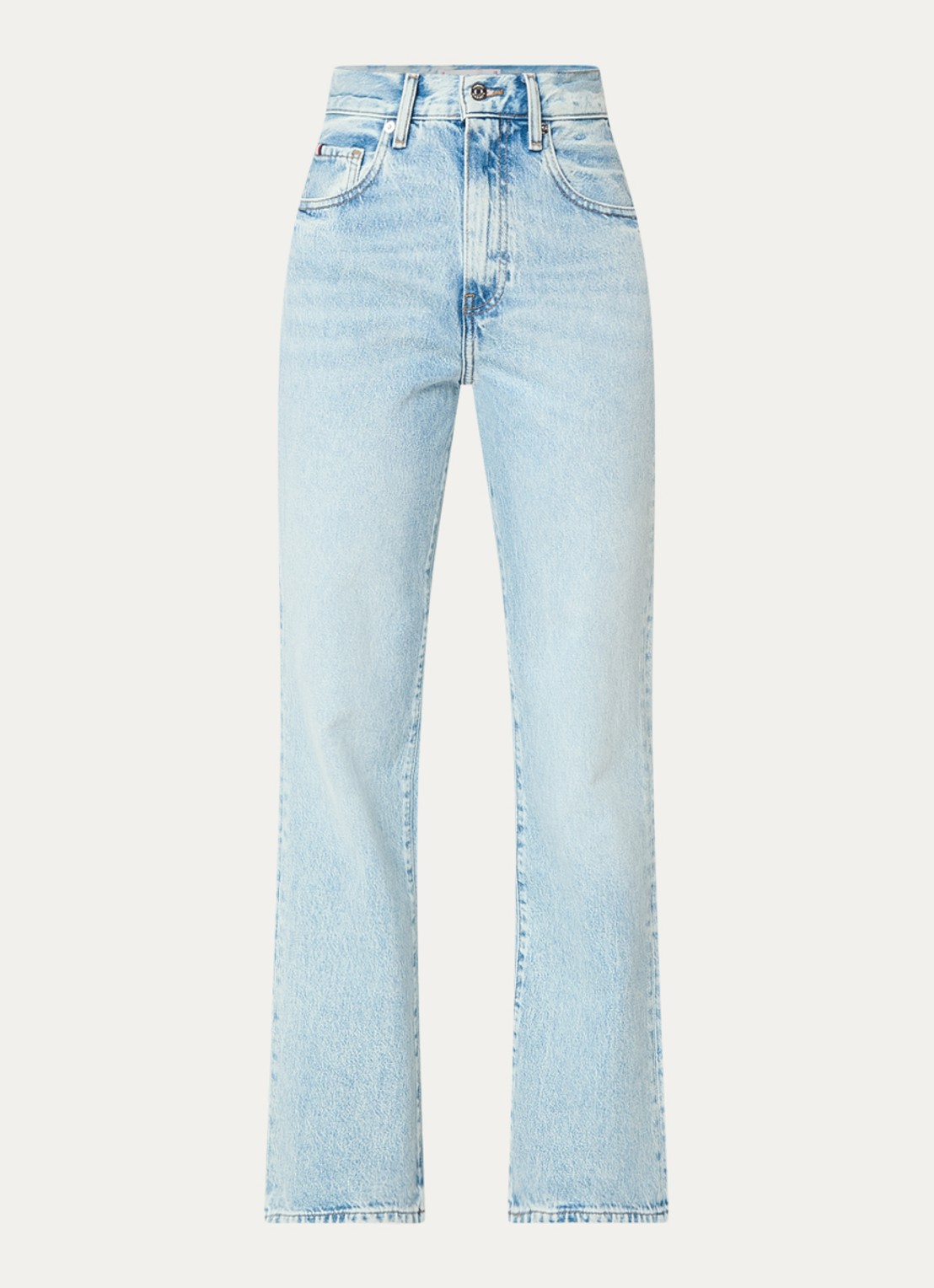 Tommy Hilfiger High waist straight leg jeans met lichte wassing - voorkant 3 indigo