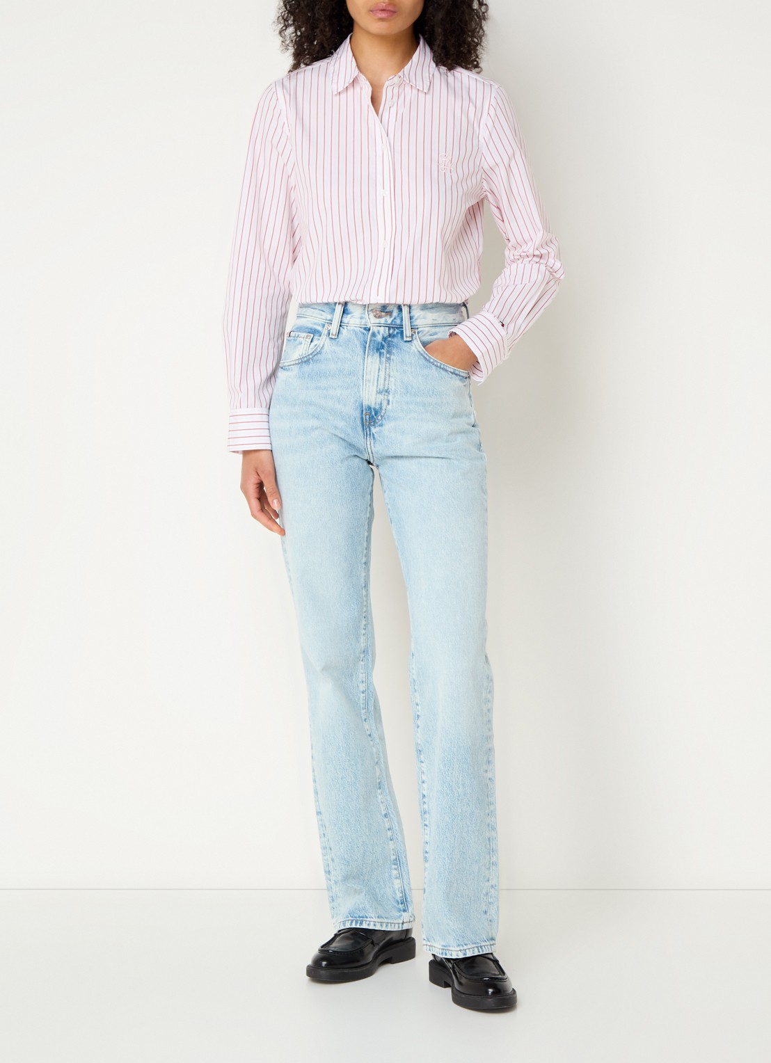 Tommy Hilfiger High waist straight leg jeans met lichte wassing - voorkant 4 indigo