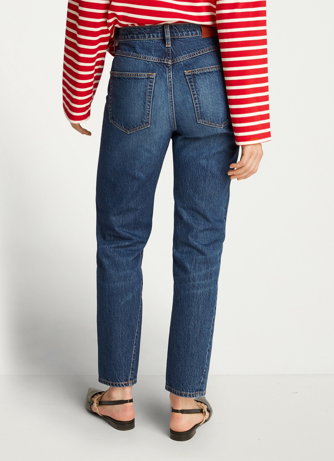 Tommy Hilfiger High waist straight leg jeans met steekzakken - achterkant indigo