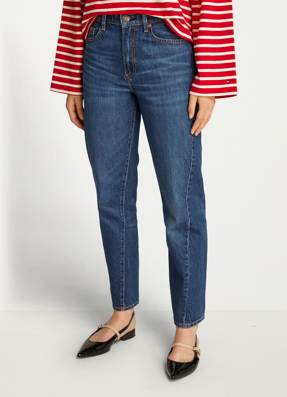 Tommy Hilfiger High waist straight leg jeans met steekzakken - detail 4 indigo