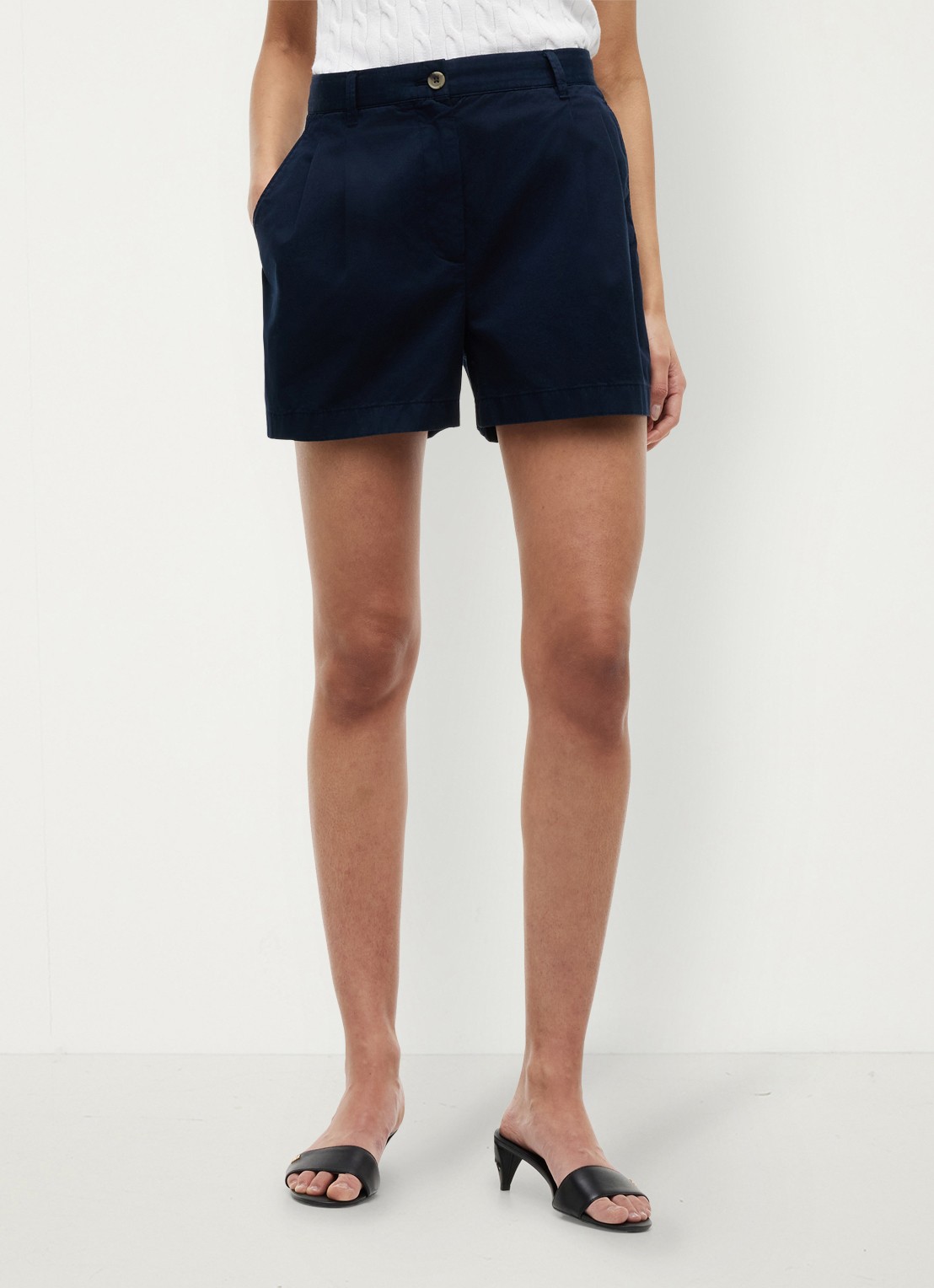 Tommy Hilfiger High waist wide fit chino met logoborduring - detail 4 donkerblauw