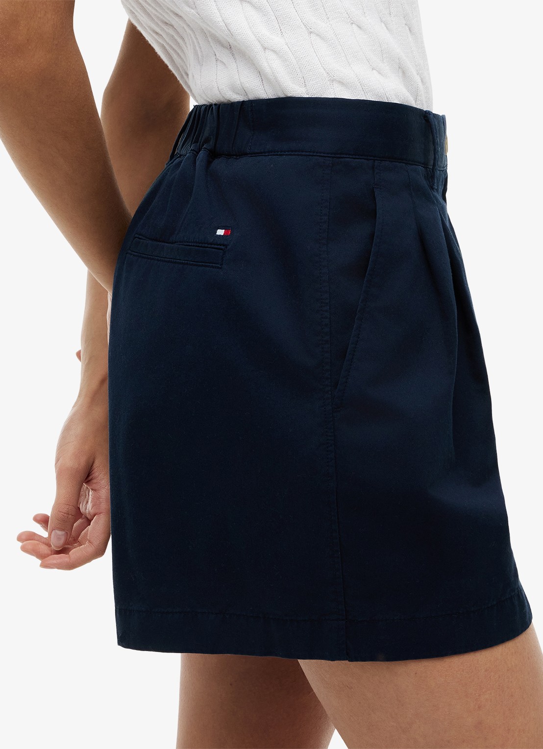 Tommy Hilfiger High waist wide fit chino met logoborduring - detail 5 donkerblauw