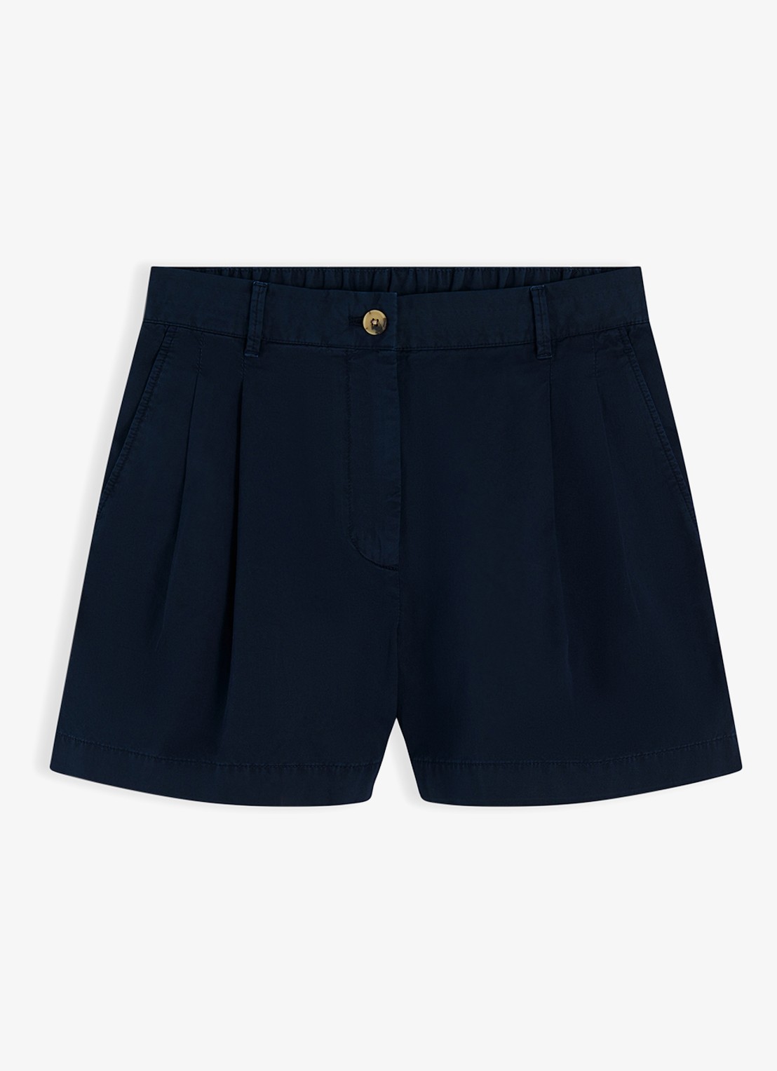Tommy Hilfiger High waist wide fit chino met logoborduring - voorkant 2 donkerblauw