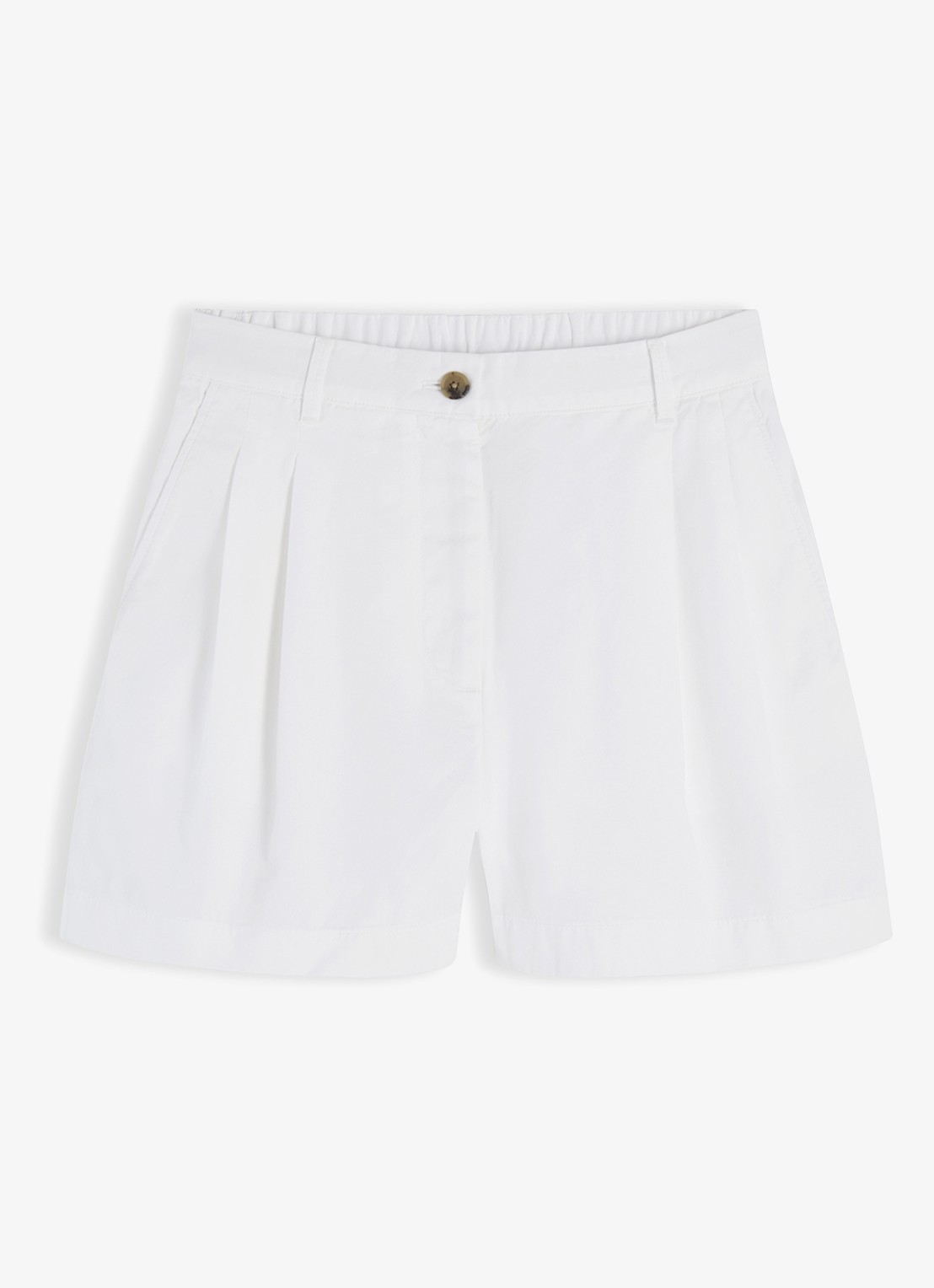 Tommy Hilfiger High waist wide fit chino met logoborduring - voorkant 2 gebroken wit
