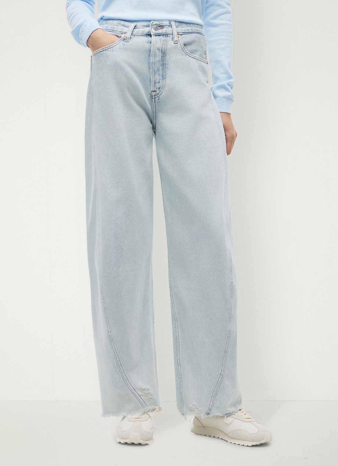 Tommy Hilfiger High waist wide fit jeans met lichte wassing - detail 4 lichtblauw