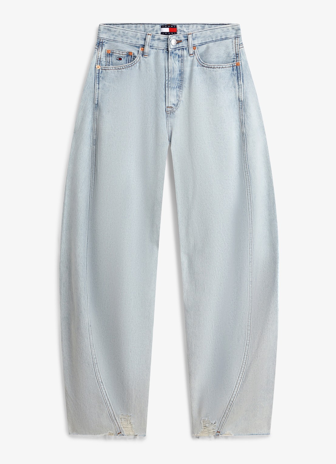 Tommy Hilfiger High waist wide fit jeans met lichte wassing - voorkant lichtblauw