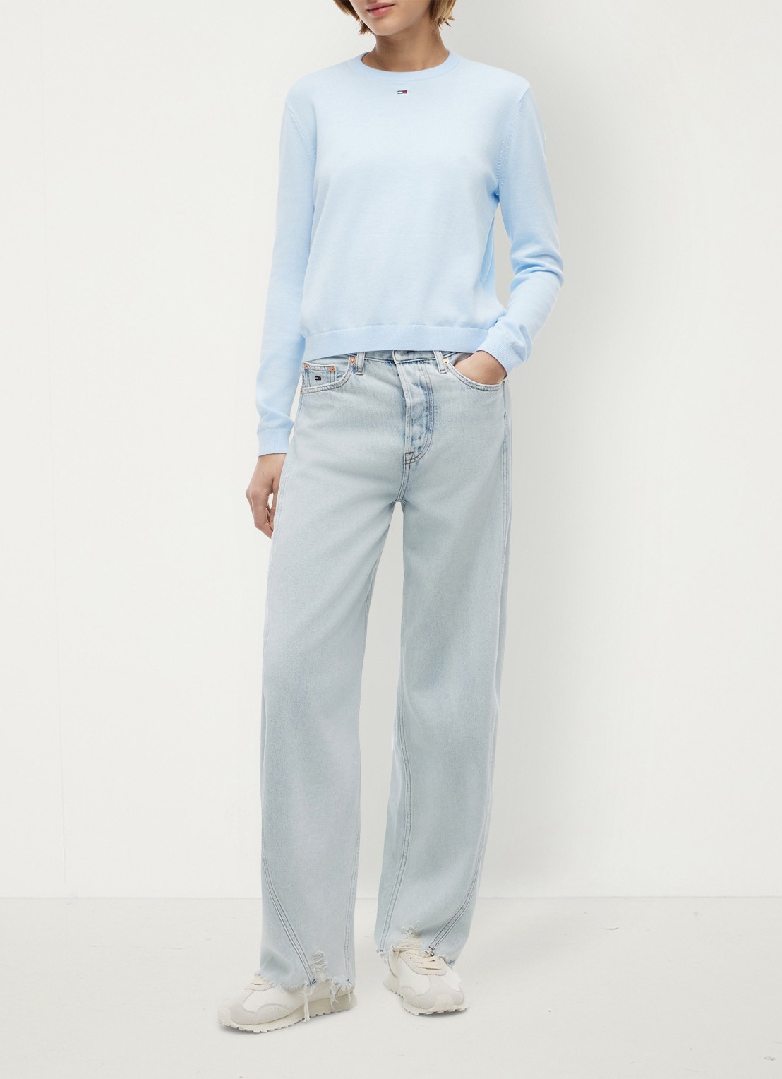 Tommy Hilfiger High waist wide fit jeans met lichte wassing - voorkant 2 lichtblauw