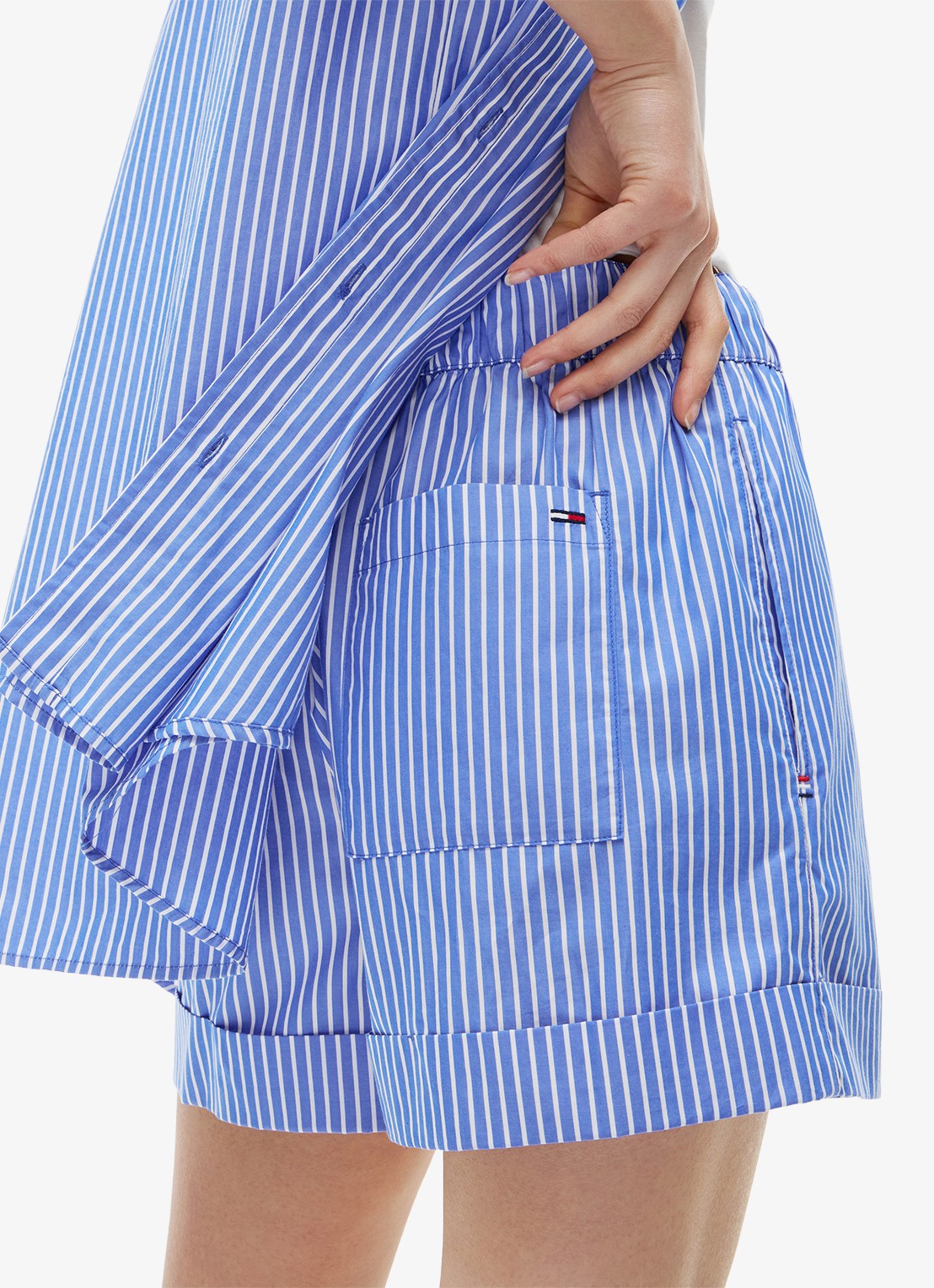 Tommy Hilfiger High waist wide fit korte broek met streepprint - detail 5 noble blue / stripe-c8p