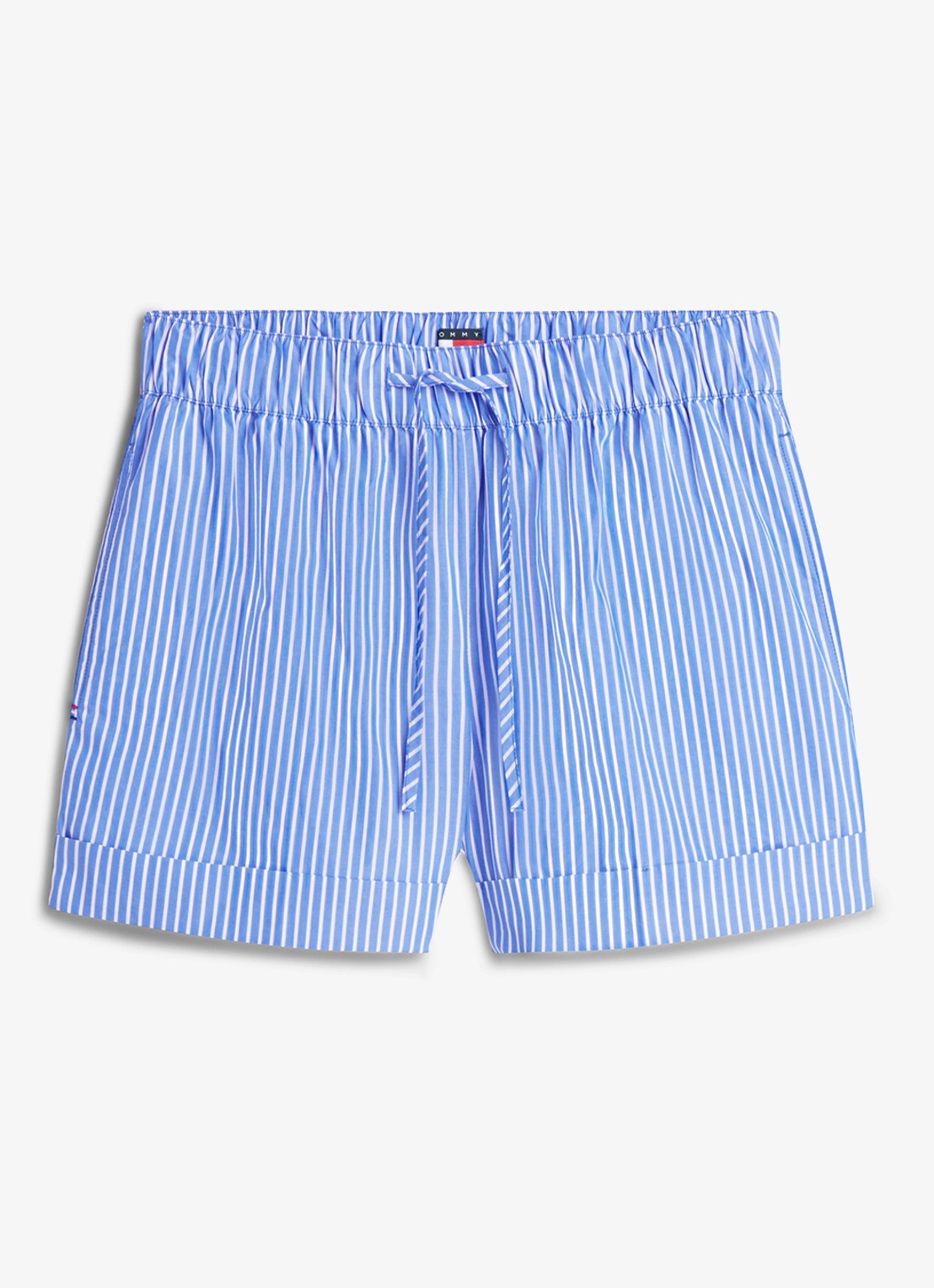 Tommy Hilfiger High waist wide fit korte broek met streepprint - voorkant 2 noble blue / stripe-c8p