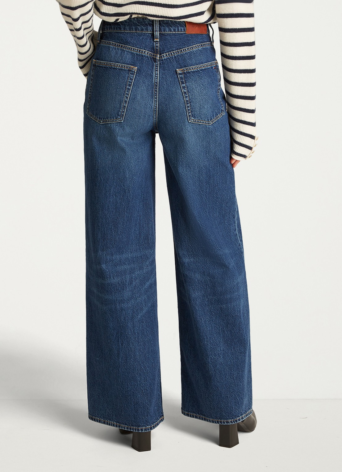 Tommy Hilfiger High waist wide leg jeans met donkere wassing - achterkant indigo