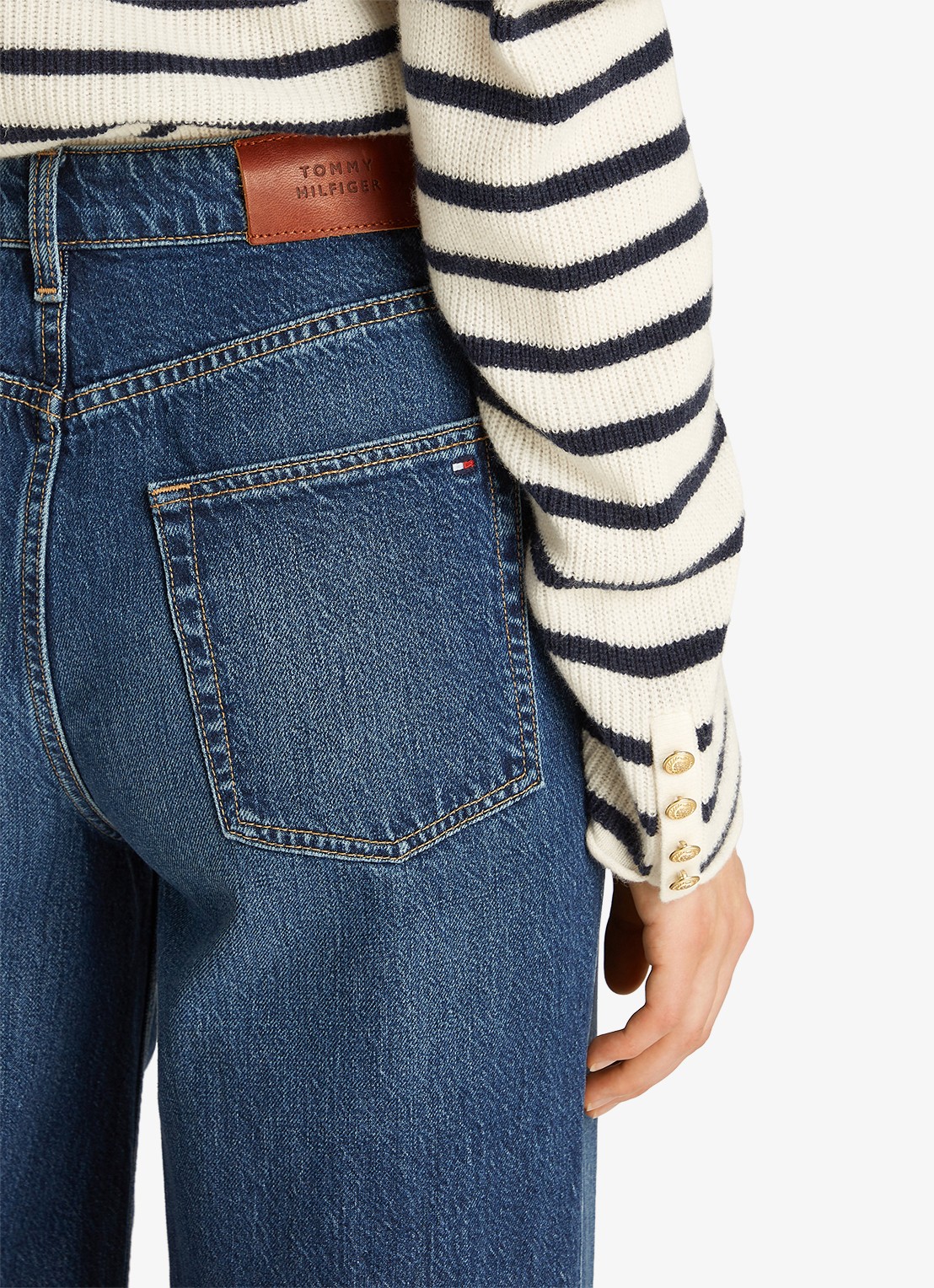 Tommy Hilfiger High waist wide leg jeans met donkere wassing - detail 7 indigo