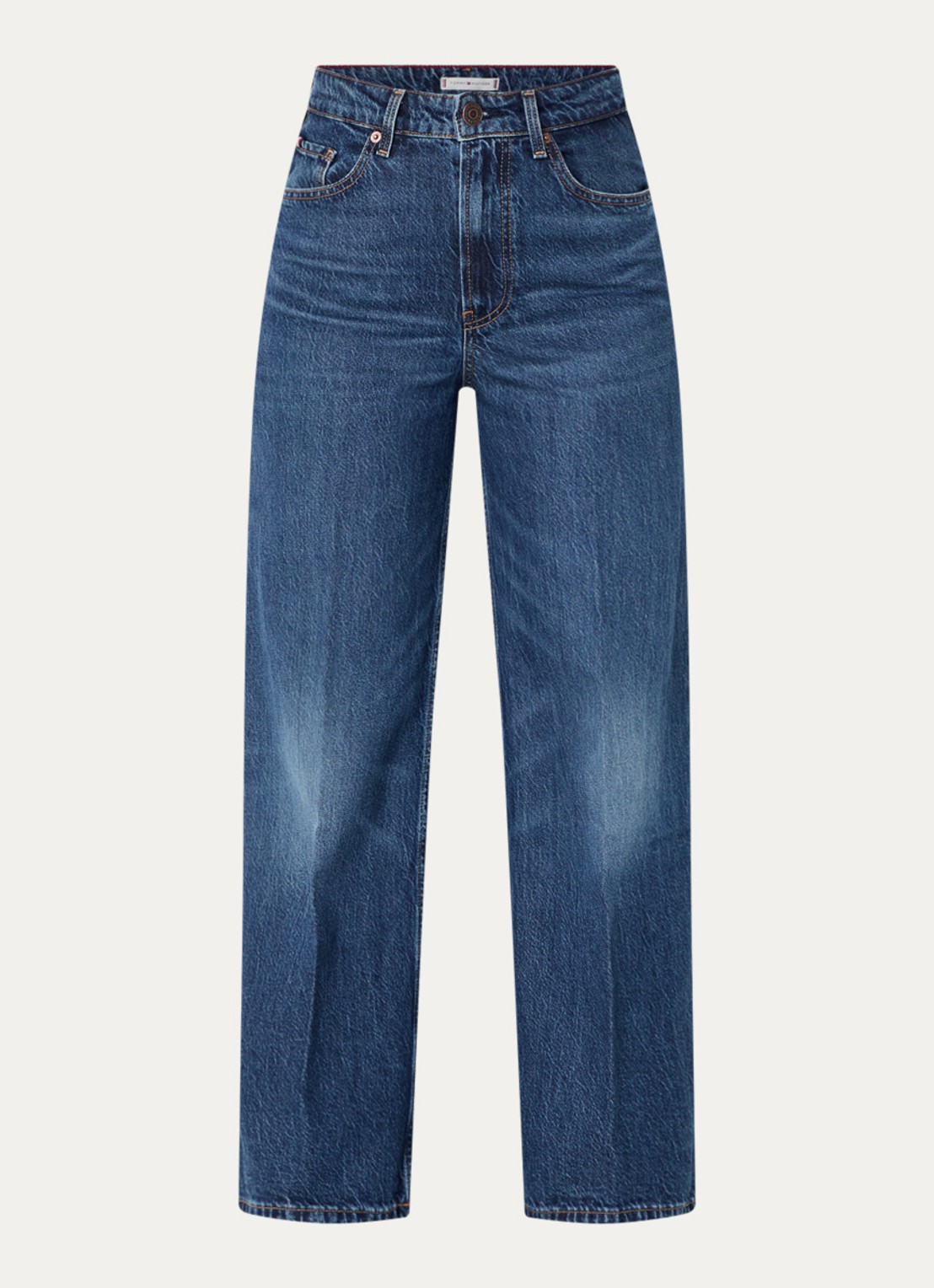 Tommy Hilfiger High waist wide leg jeans met donkere wassing - voorkant 5 indigo