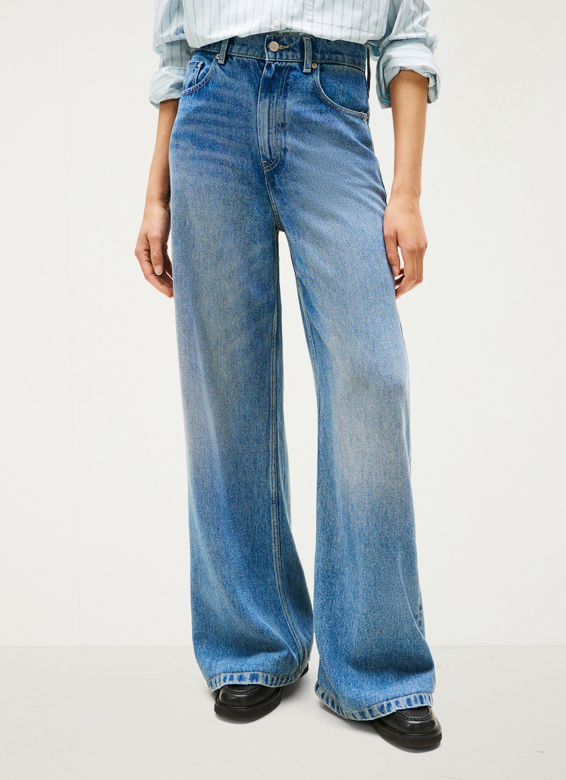 Tommy Hilfiger High waist wide leg jeans  met steekzakken - detail 3 indigo