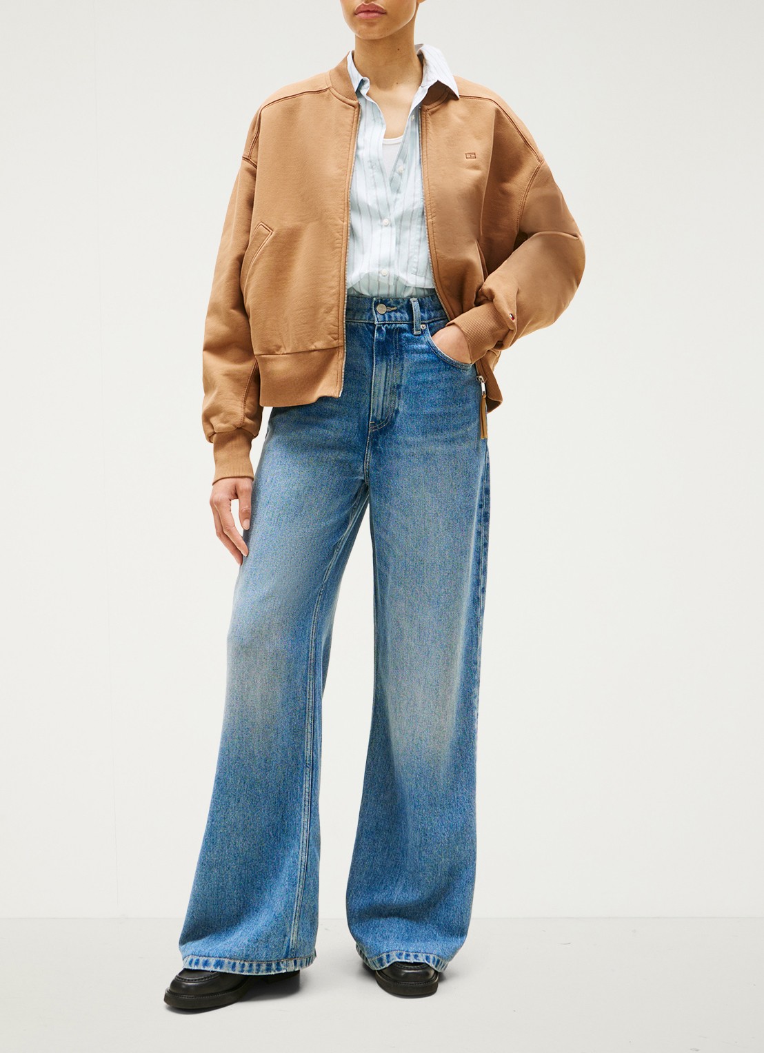 Tommy Hilfiger High waist wide leg jeans  met steekzakken - voorkant 2 indigo