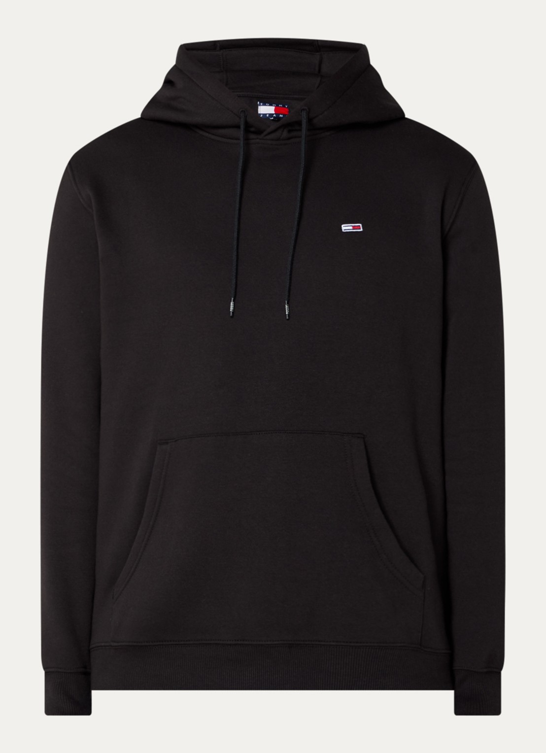 Tommy Hilfiger Hoodie met gemêleerd dessin en logoborduring - voorkant 2 zwart