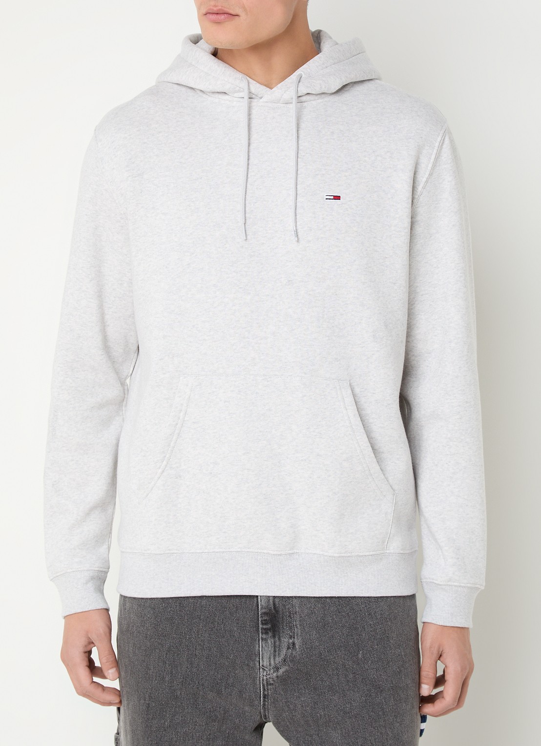 Tommy Hilfiger Hoodie met gemêleerd dessin en logoborduring - detail 4 grijsmele