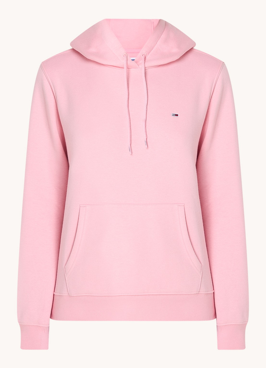 Tommy Hilfiger Hoodie met kangoeroezak en logo - voorkant roze