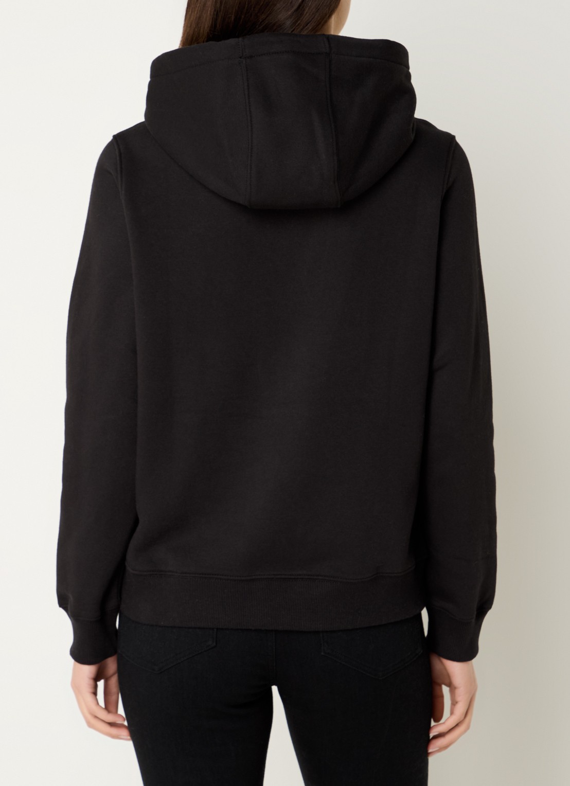 Tommy Hilfiger Hoodie met kangoeroezak en logo - achterkant zwart