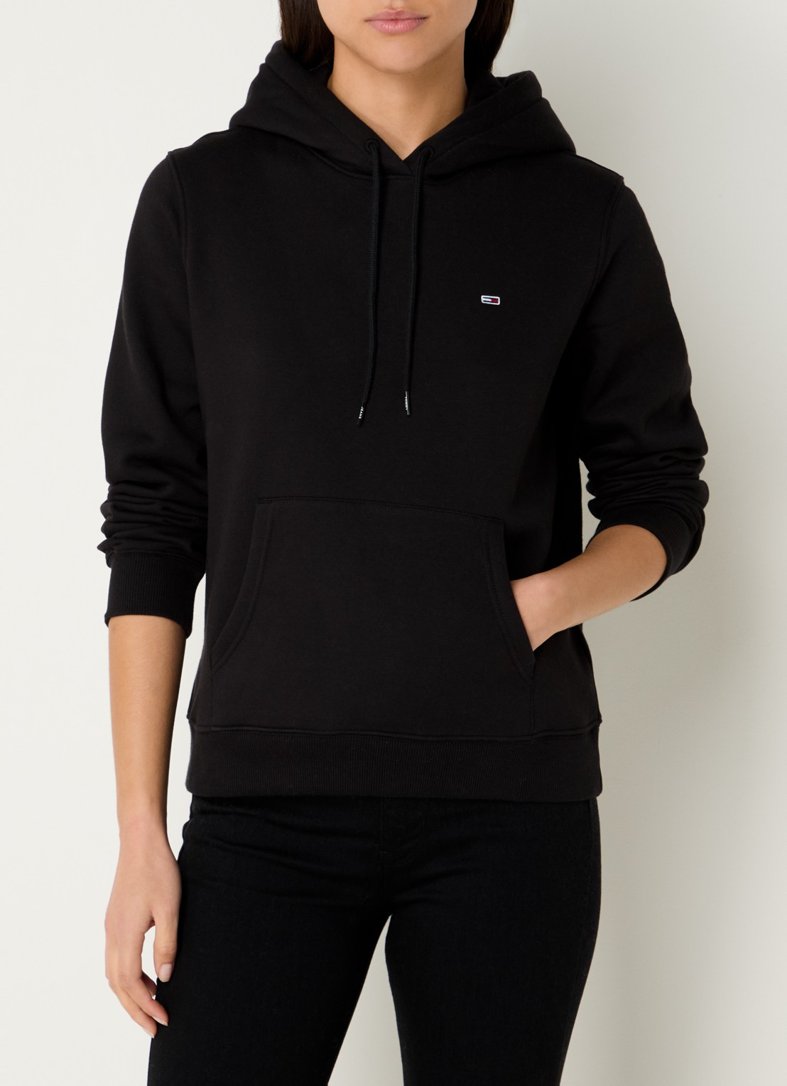 Tommy Hilfiger Hoodie met kangoeroezak en logo - detail 4 zwart