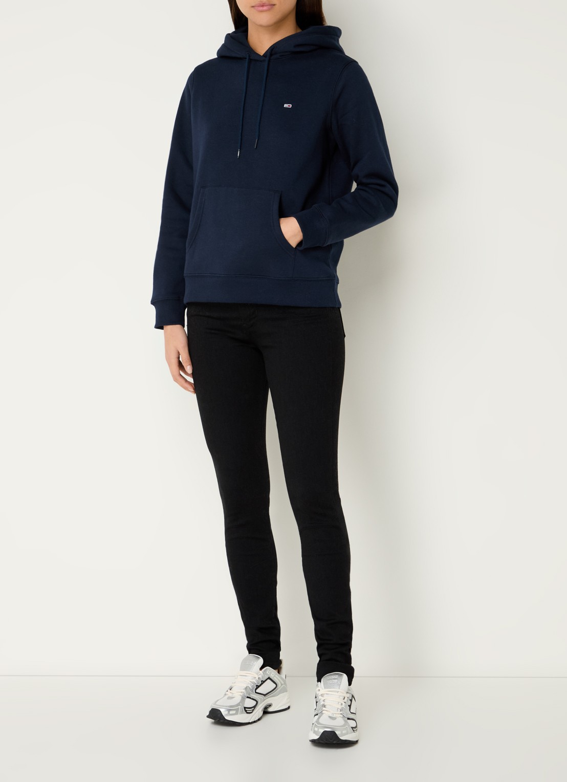 Tommy Hilfiger Hoodie met kangoeroezak en logo - voorkant 3 donkerblauw