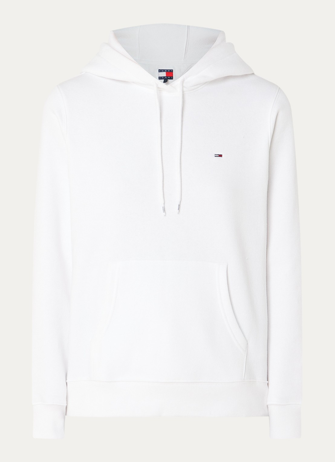 Tommy Hilfiger Hoodie met kangoeroezak en logo - voorkant 3 gebroken wit