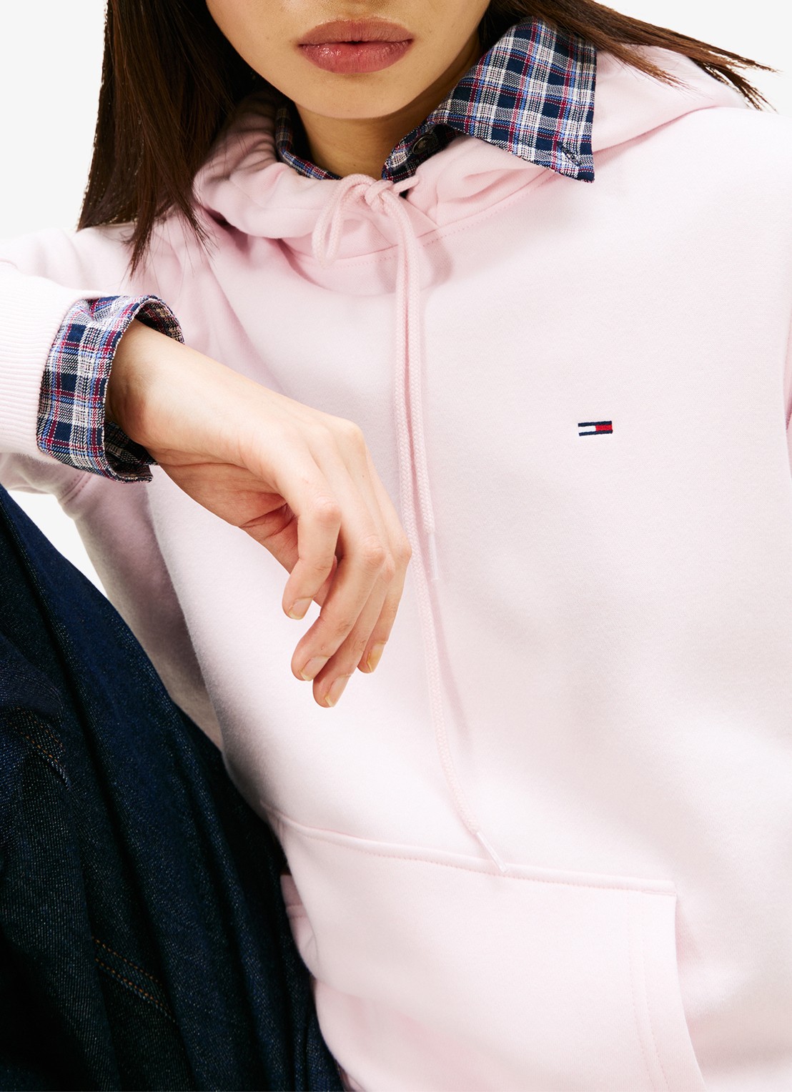 Tommy Hilfiger Hoodie met kangoeroezak en logo - detail 3 lichtroze