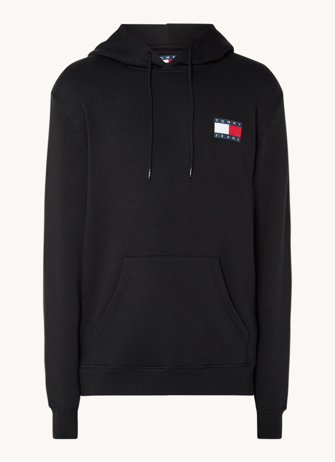 Tommy Hilfiger Hoodie met kangoeroezak en logo - voorkant 3 zwart