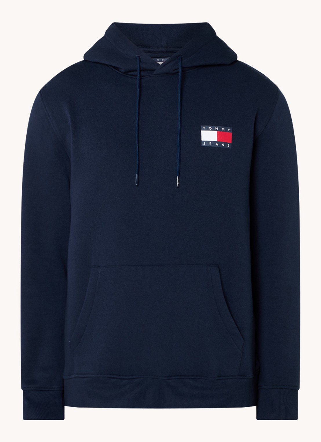 Tommy Hilfiger Hoodie met kangoeroezak en logo - voorkant donkerblauw