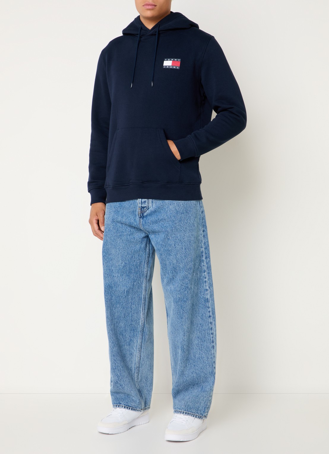 Tommy Hilfiger Hoodie met kangoeroezak en logo - voorkant 2 donkerblauw