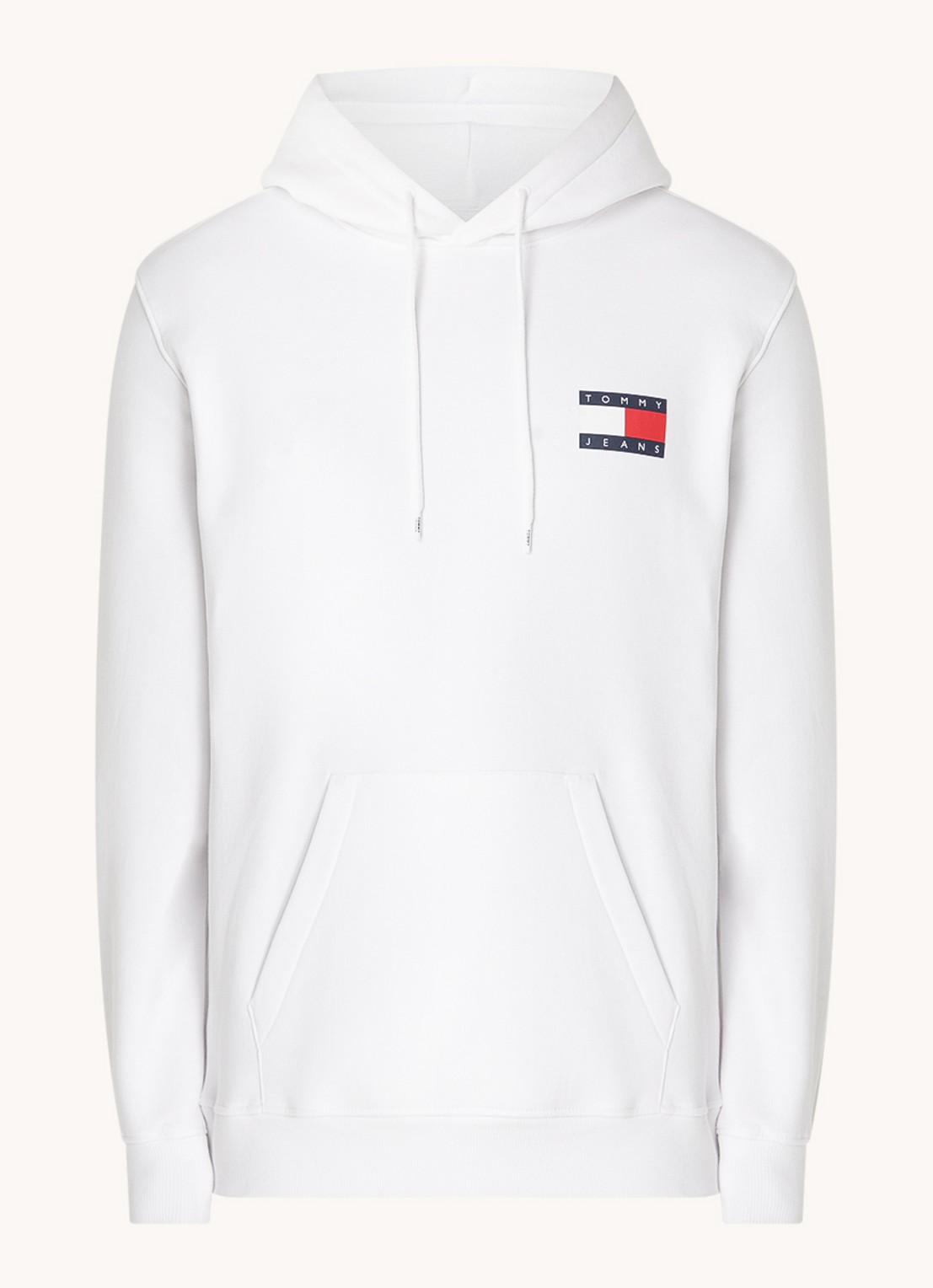 Tommy Hilfiger Hoodie met kangoeroezak en logo - voorkant 3 wit