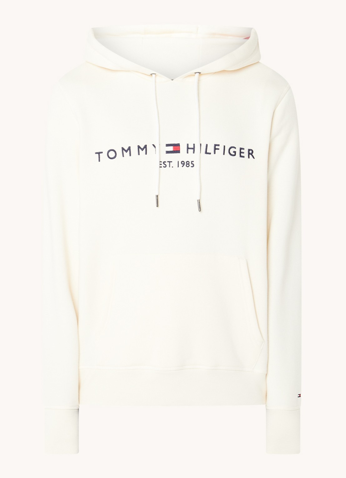 Tommy Hilfiger Hoodie met kangoeroezak en logoborduring - voorkant 2 calico / wit