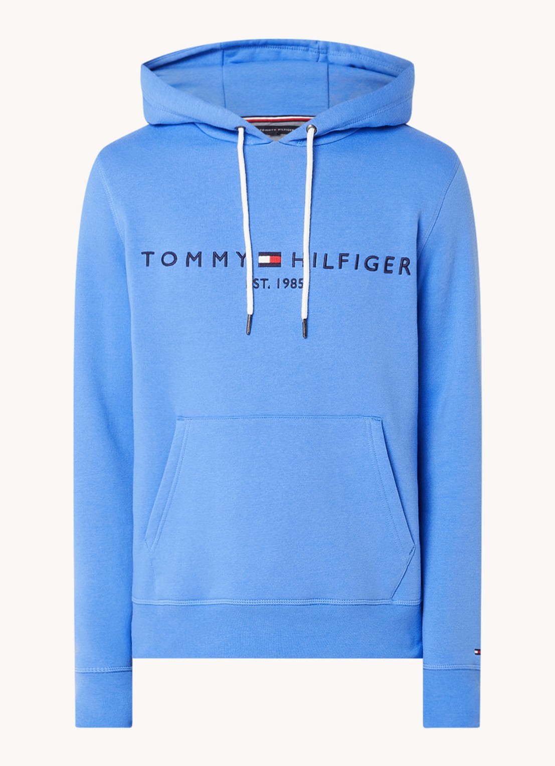 Tommy Hilfiger Hoodie met kangoeroezak en logoborduring - voorkant 2 blue spell / blauw