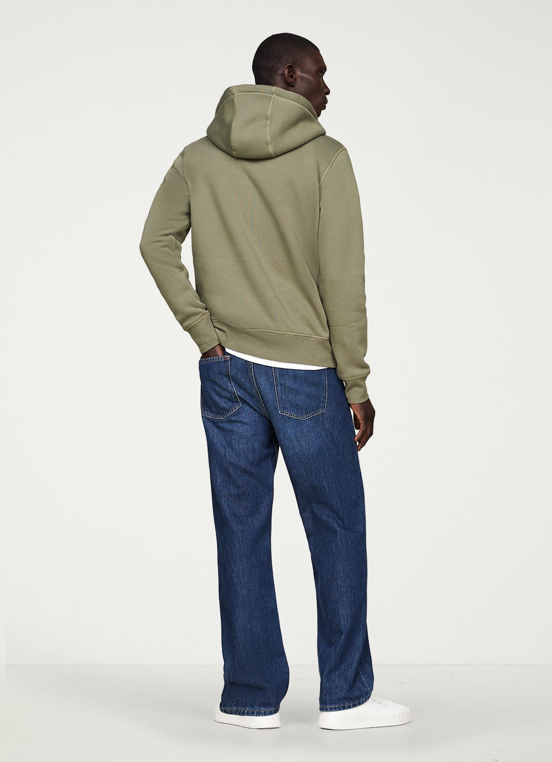 Tommy Hilfiger Hoodie met kangoeroezak en logoborduring - achterkant battle green / groen
