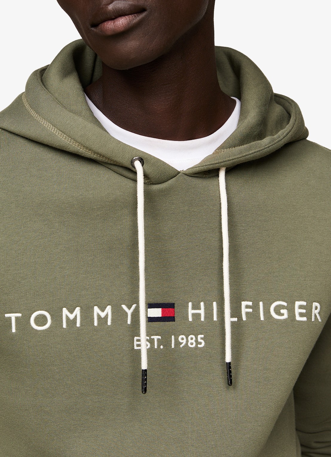 Tommy Hilfiger Hoodie met kangoeroezak en logoborduring - detail 5 battle green / groen