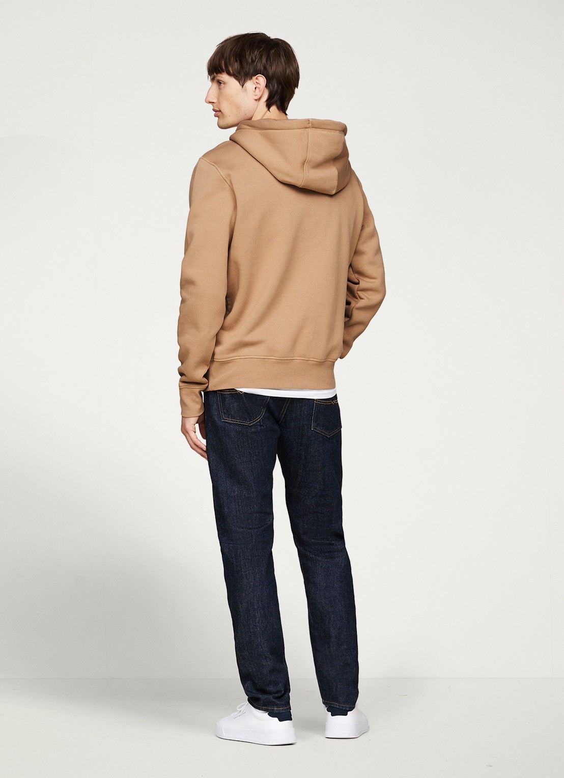 Tommy Hilfiger Hoodie met kangoeroezak en logoborduring - achterkant safari canvas / beige