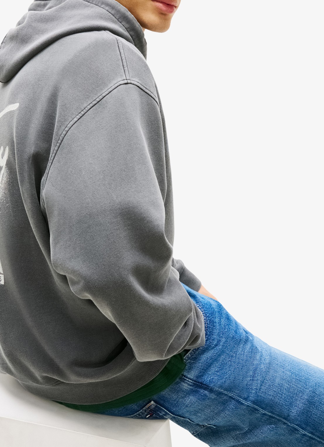 Tommy Hilfiger Hoodie met logo- en backprint - detail 2 donkergrijs