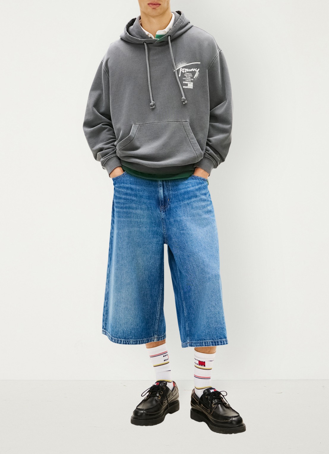 Tommy Hilfiger Hoodie met logo- en backprint - voorkant 4 donkergrijs