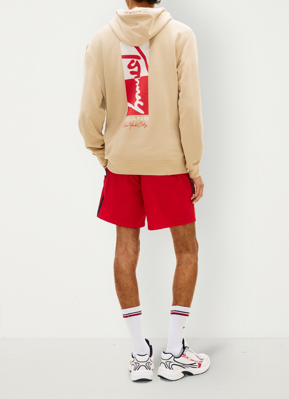 Tommy Hilfiger Hoodie met logo- en backprint - achterkant 3 beige