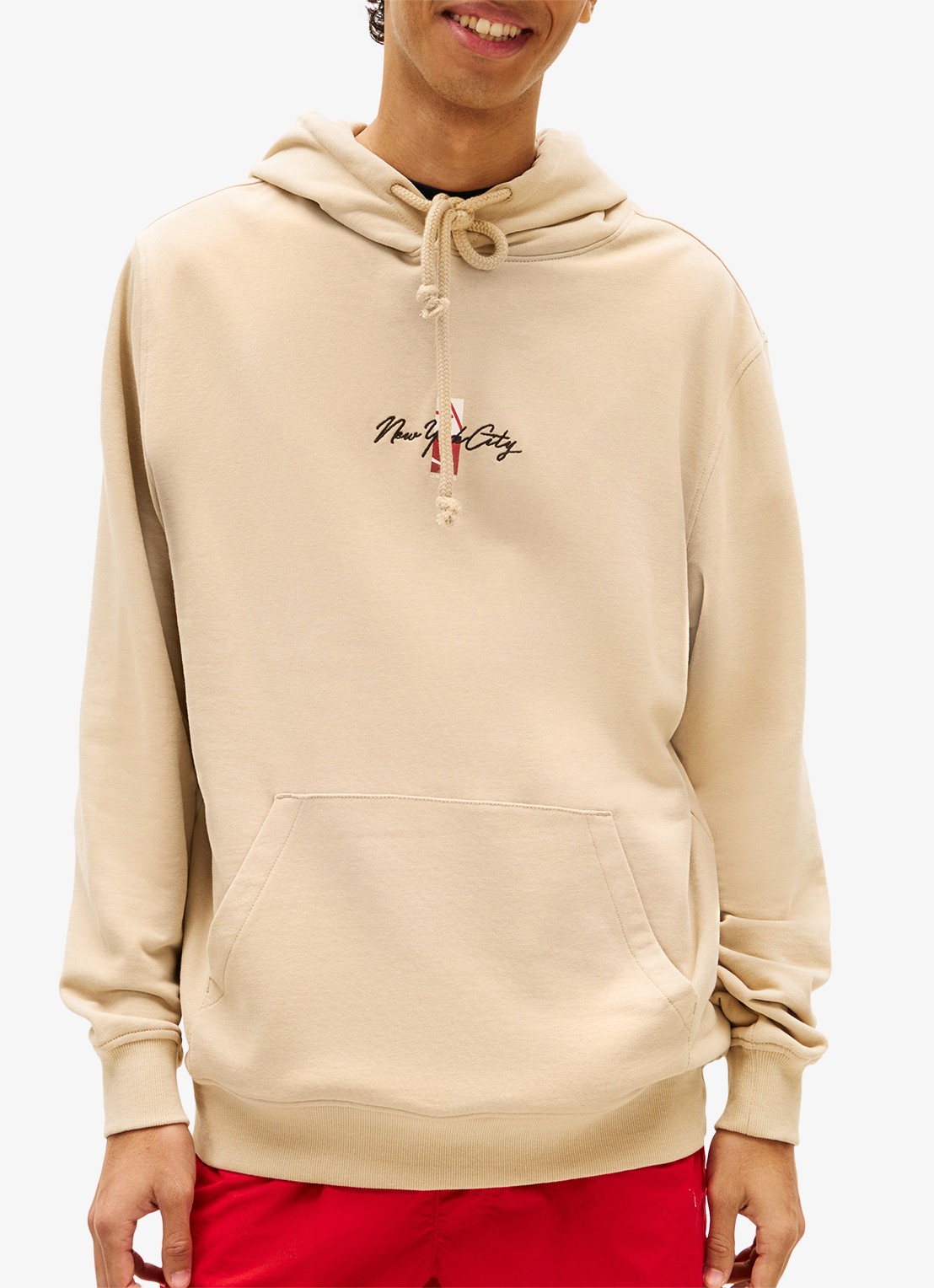 Tommy Hilfiger Hoodie met logo- en backprint - detail beige