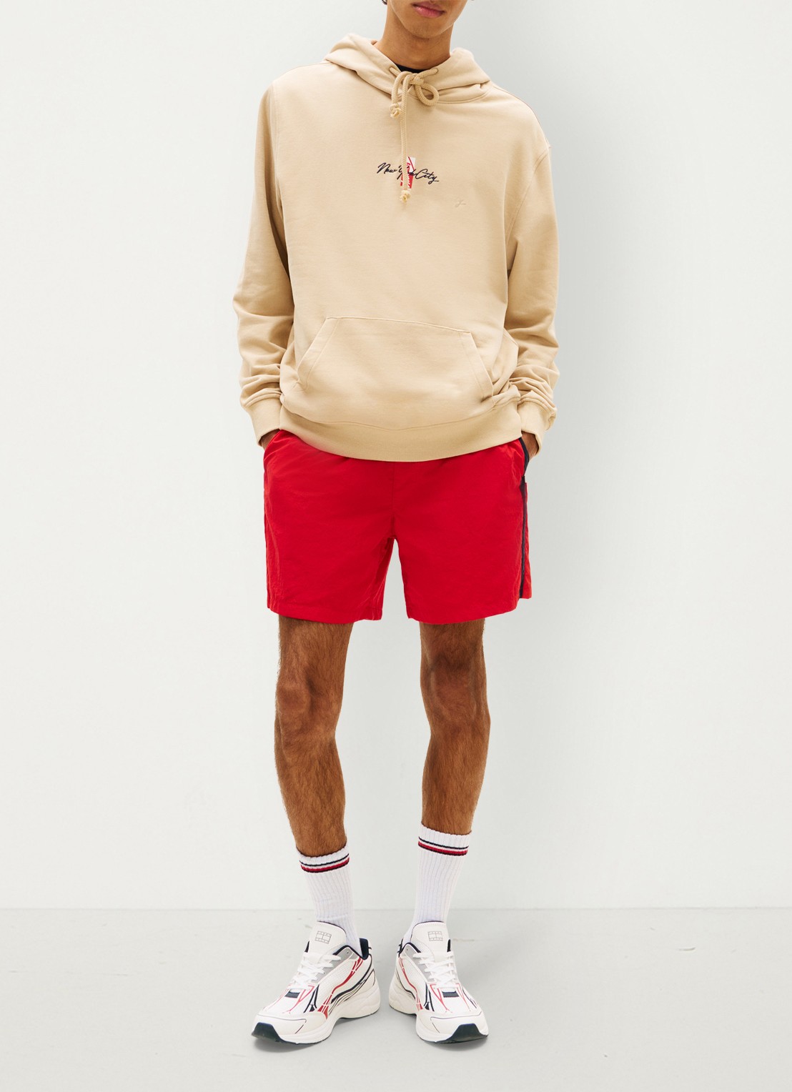 Tommy Hilfiger Hoodie met logo- en backprint - voorkant 5 beige