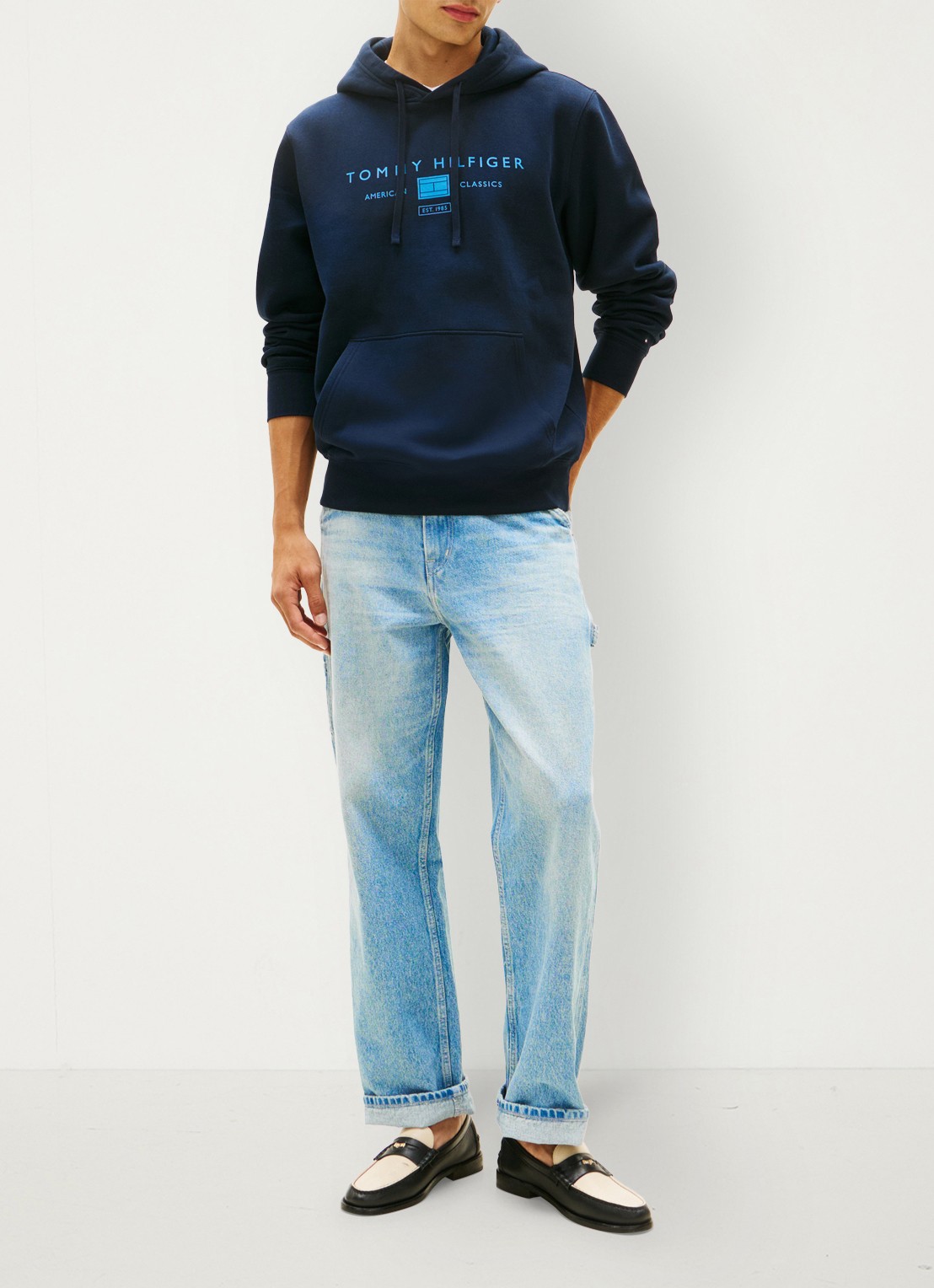 Tommy Hilfiger Hoodie met logo - voorkant 2 donkerblauw