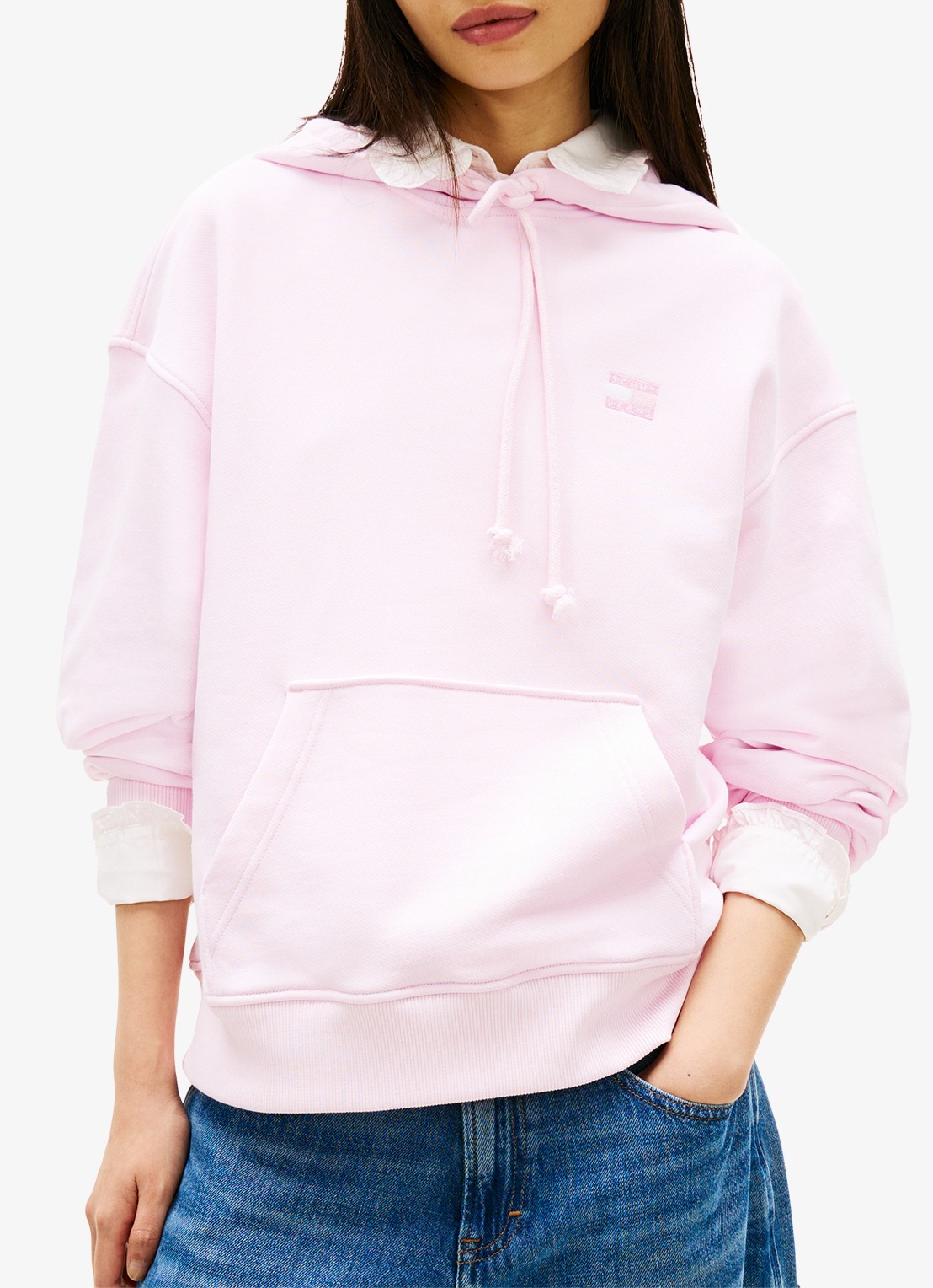 Tommy Hilfiger Hoodie met logoborduring - detail lichtroze